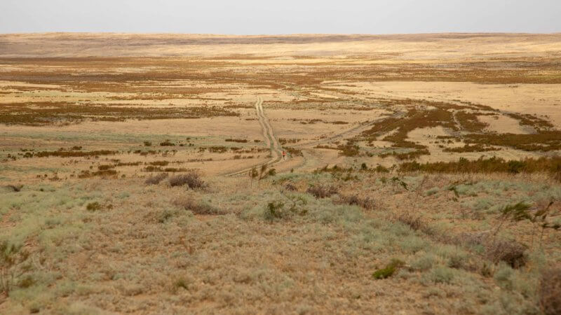 A wild and open section of scrubby plateau in the Saryesik Atyrau Desert.