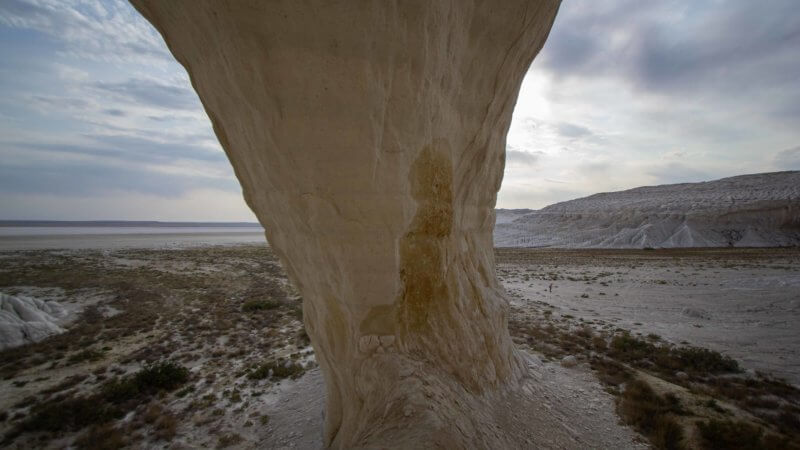 A chalk arch the size of a building on the edge of a western Kazakhstan desert.